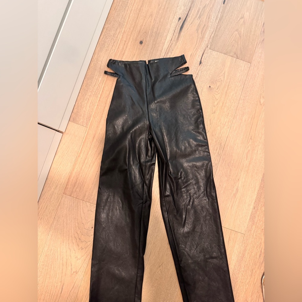 12th Tribe Black Leather Pants High waisted/straight leg